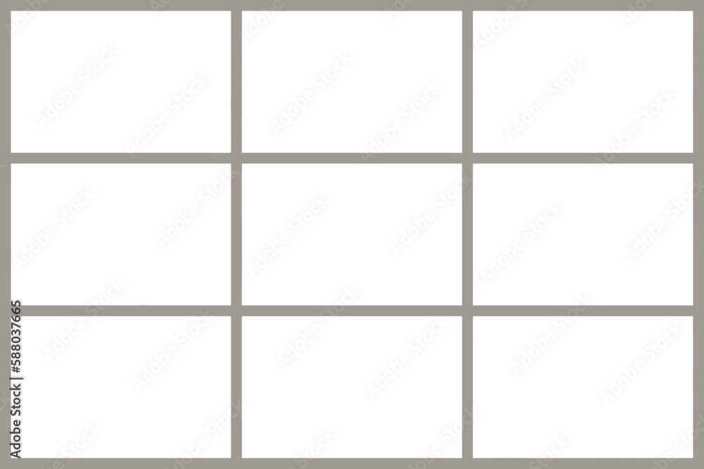 Picture collage with 9 windows, frames in grey
Picture collage with 9 windows, frames in grey