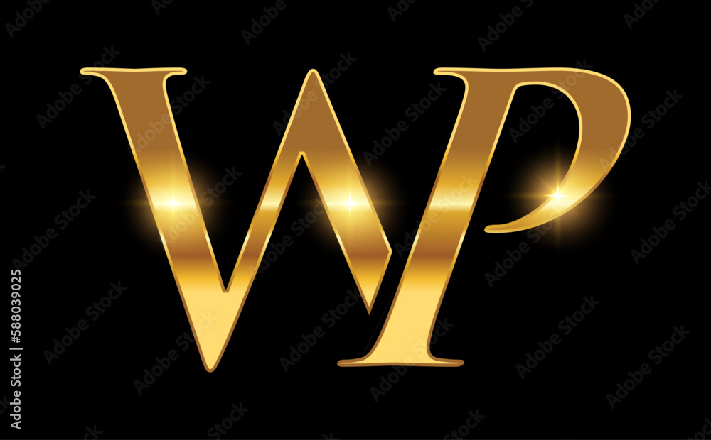 Golden Monogram Logo Initial Letters WP Golden Monogram Logo Initial Letters WP