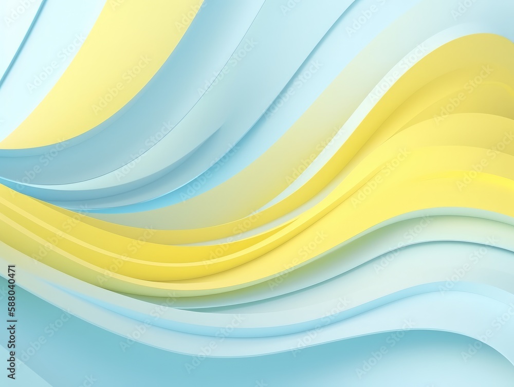 Blue and yellow wave abstract 3D background. Generative AI Blue and yellow wave abstract 3D background. Generative AI