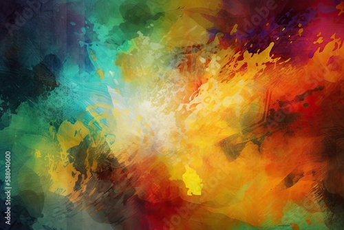 abstract background image using a mix of textural elements, such as brush strokes and splatters, in a complementary color scheme Generative AI