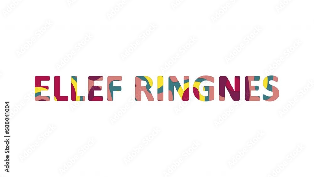 Multi-colored inscription Island name ELLEF RINGNES with colored spots floating inside. Looped from frame 120 to 839, Alpha BW at the end Multi-colored inscription Island name ELLEF RINGNES with colored spots floating inside. Looped from frame 120 to 839, Alpha BW at the end