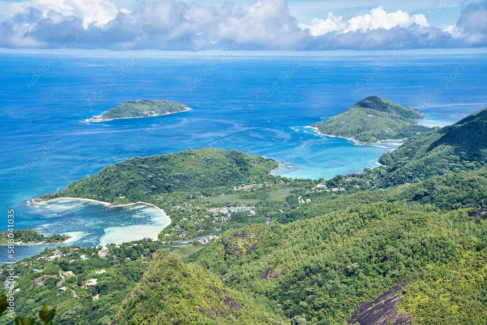 Morn blanc nature trail, view of conception island and the port launay marine par, Mahe Seychelles 1