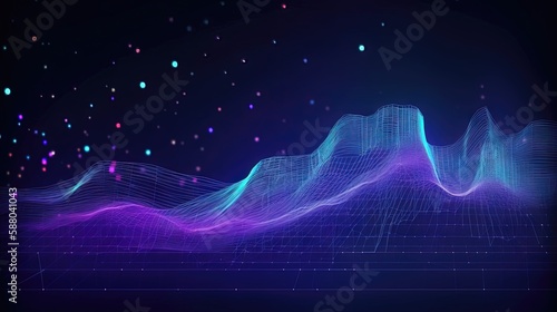 Wallpaper Mural Cyber flux de données volumineuses. Champs de données de la blockchain. Flux de connexion de la ligne réseau. Concept de technologie AI, communication numérique, recherche scientifique, ondes musicale Torontodigital.ca