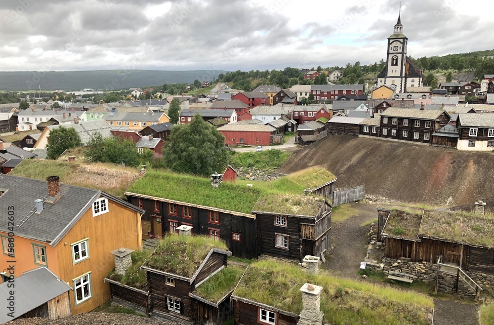 centre ville de la cité minière de Røros en Norvège, patrimoine mondial ...