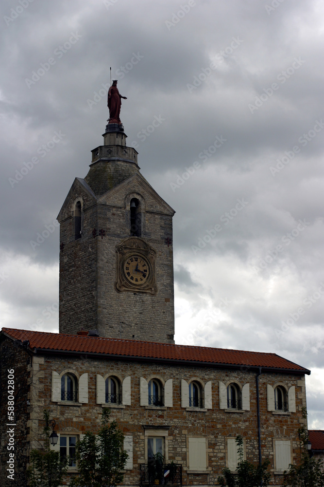 Statue and tower - La madone - Chazay d'Azergues - Rhone - France