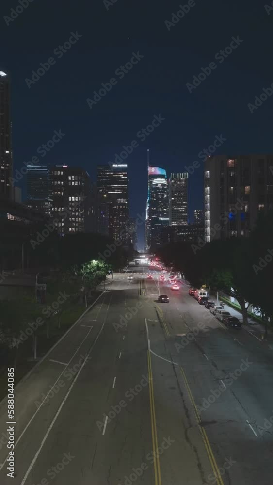 Vertical video of Downtown Los Angeles at night Vertical video of Downtown Los Angeles at night
