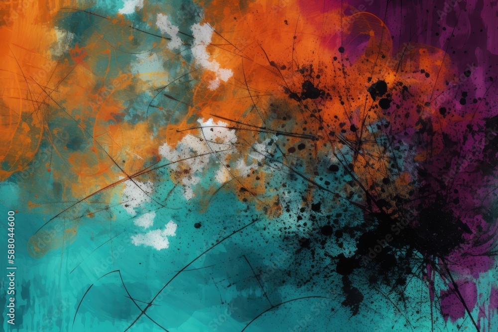 abstract background image using a mix of textural elements, such as brush strokes and splatters, in a complementary color scheme Generative AI abstract background image using a mix of textural elements, such as brush strokes and splatters, in a complementary color scheme Generative AI