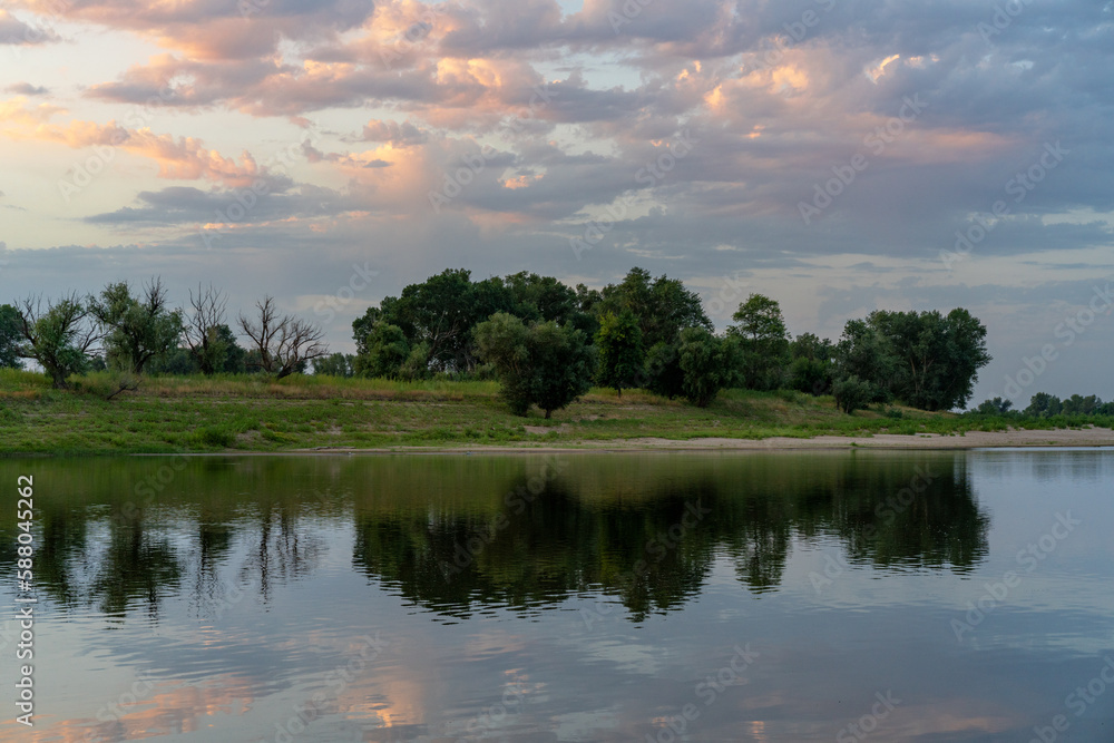 The Great Russian Volga River and its banks.