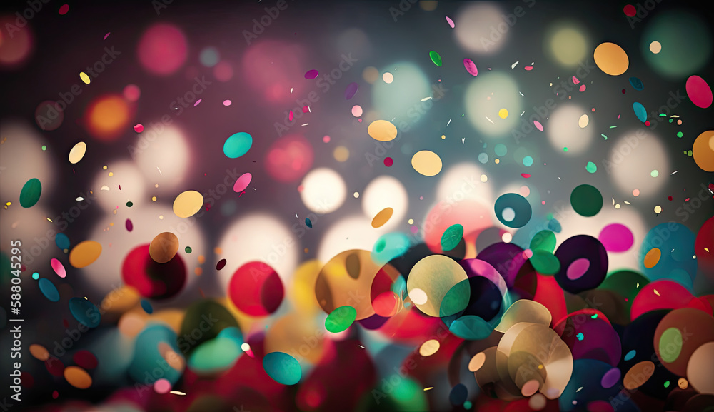 Carnival Celebration with Colorful Confetti on Bokeh Background Created Using Generative Ai
