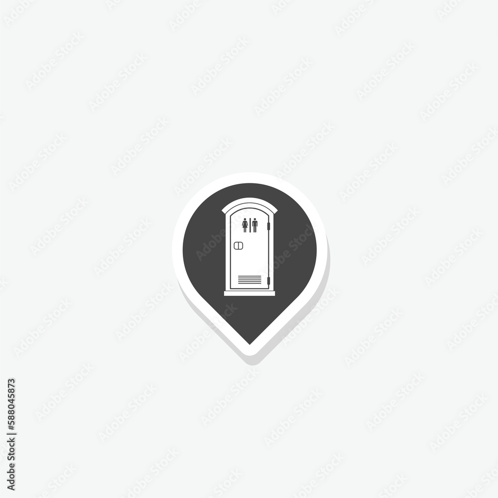 Public toilet sticker icon isolated on white Public toilet sticker icon isolated on white