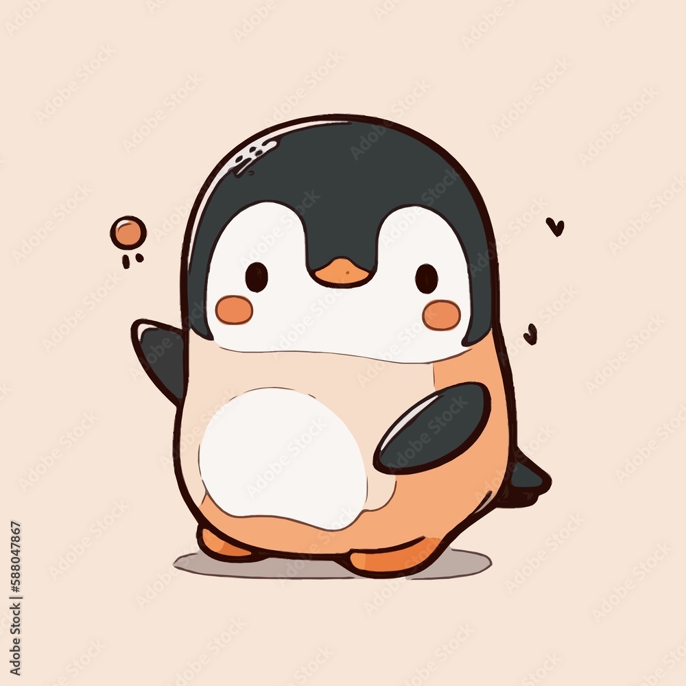 Cute penguin cartoon.  illustration of a cute penguin.