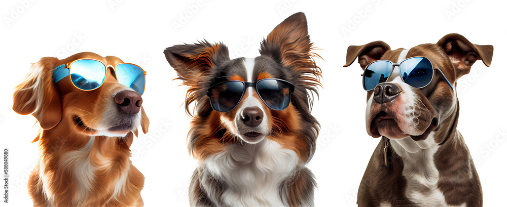 happy dog ​​in summer on a transparent background for decorating projects easily. generative AI