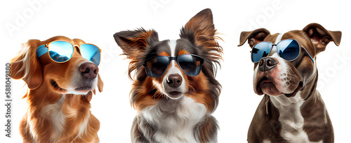 happy dog ​​in summer on a transparent background for decorating projects easily. generative AI