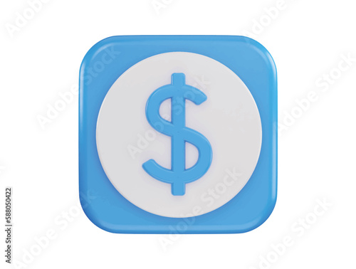 dollar sign icon 3d rendering vector illustration