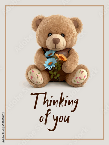 Thinking of you - card. Vector stock illustration eps10.