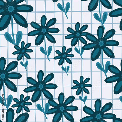 Hand drawn floral wallpaper. Cute flower seamless pattern. Naive art style.