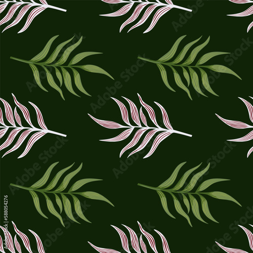 Fern leaf wallpaper. Abstract exotic plant seamless pattern. Tropical palm leaves pattern. Botanical texture.