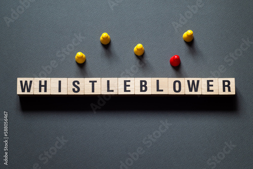 Whistleblower - word concept on cubes