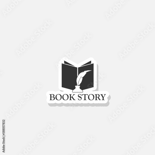 Book story feather logo sticker icon