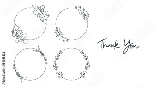 Floral frames, borders, wreaths Trendy Line drawing, line art style  ,Hand drawn design elements , Flat Modern design isolated on white background ,Vector illustration EPS 10