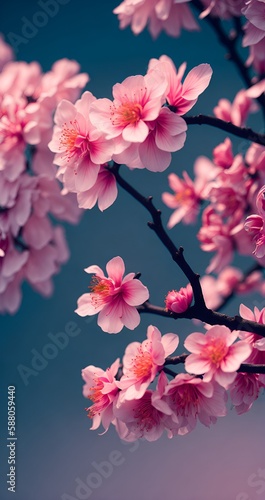 pink cherry blossoms  sakura Japan generated ai