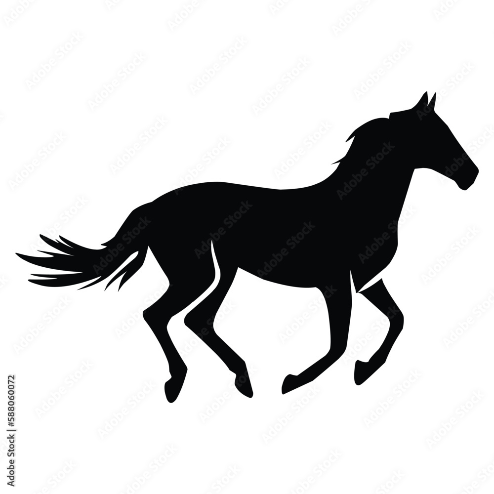 horse silhouette black vector. wildlife silhouettes