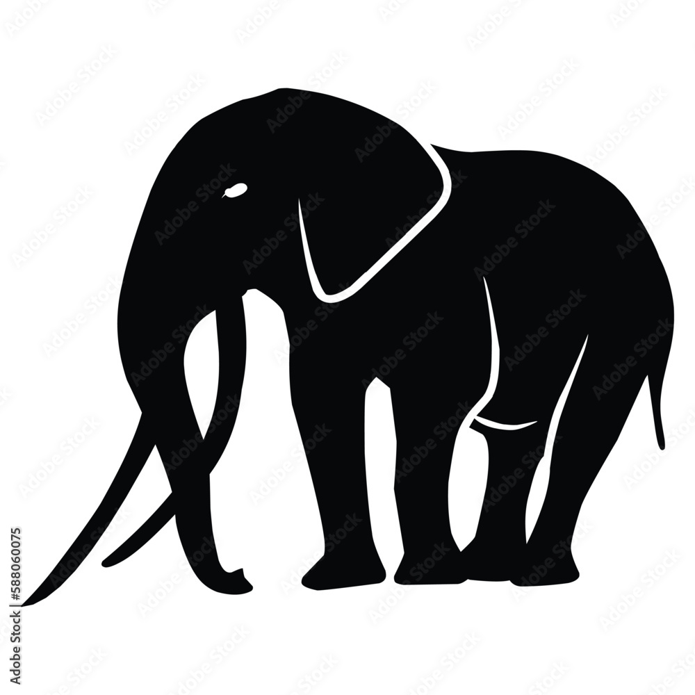 Fototapeta premium elephant silhouette black vector. wildlife silhouettes