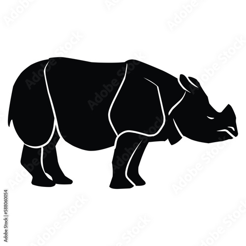 rhinoceros silhouette black vector. wildlife silhouettes