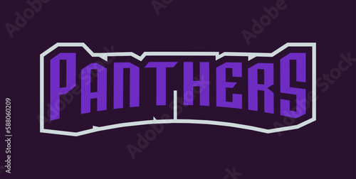 Bold sports font for panther mascot logo. Text style lettering for esport, mascot logo, sport team, college club. Vector illustration isolated on background