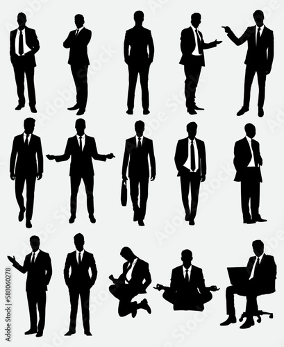 Vector Illustration Businessman Silhouette, A vector illustration of a silhouette businessman in a modern and sleek style. Perfect for business and corporate-themed designs