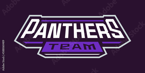 Bold sports font for panther mascot logo. Text style lettering for esport, mascot logo, sport team, college club. Vector illustration isolated on background