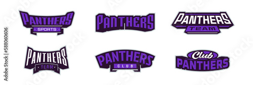 Wallpaper Mural A set of bold fonts for panther mascot logo. Collection of text style lettering for esports, mascot logo, sports team, college club logo. Font on ribbon. Vector illustration isolated on background Torontodigital.ca