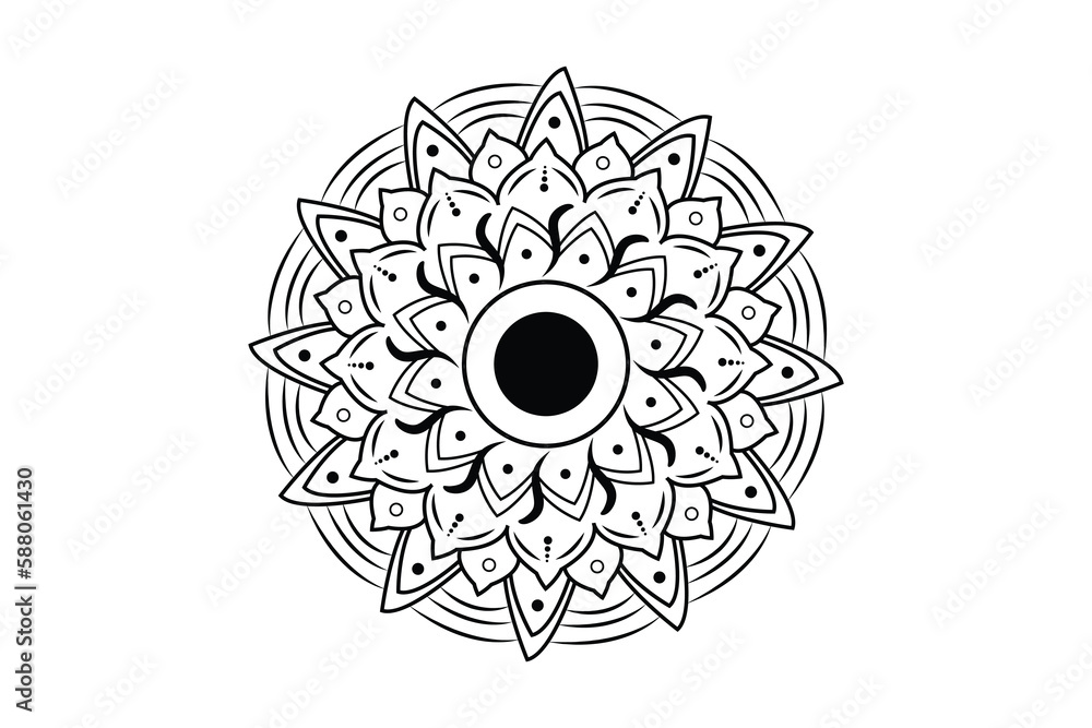 Simple Mandala coloring page. Ornament round mandala. Geometric circle ...