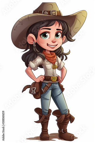 Cartoon Cowgirl. Generative AI.
Illustration of a cowgirl in a cartoon style.