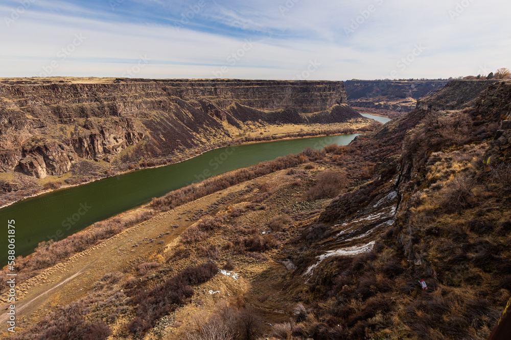 Twin Falls, Idaho, USA, March 17, 2023 Snake River Canyon in winter Twin Falls, Idaho, USA, March 17, 2023 Snake River Canyon in winter