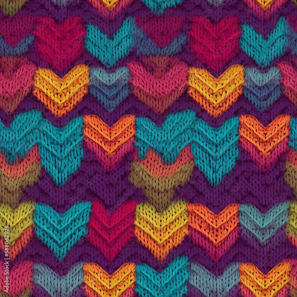 Seamless pattern of knitted fabric with love pattern. suitable for your sweater motif. Generative ai Seamless pattern of knitted fabric with love pattern. suitable for your sweater motif. Generative ai