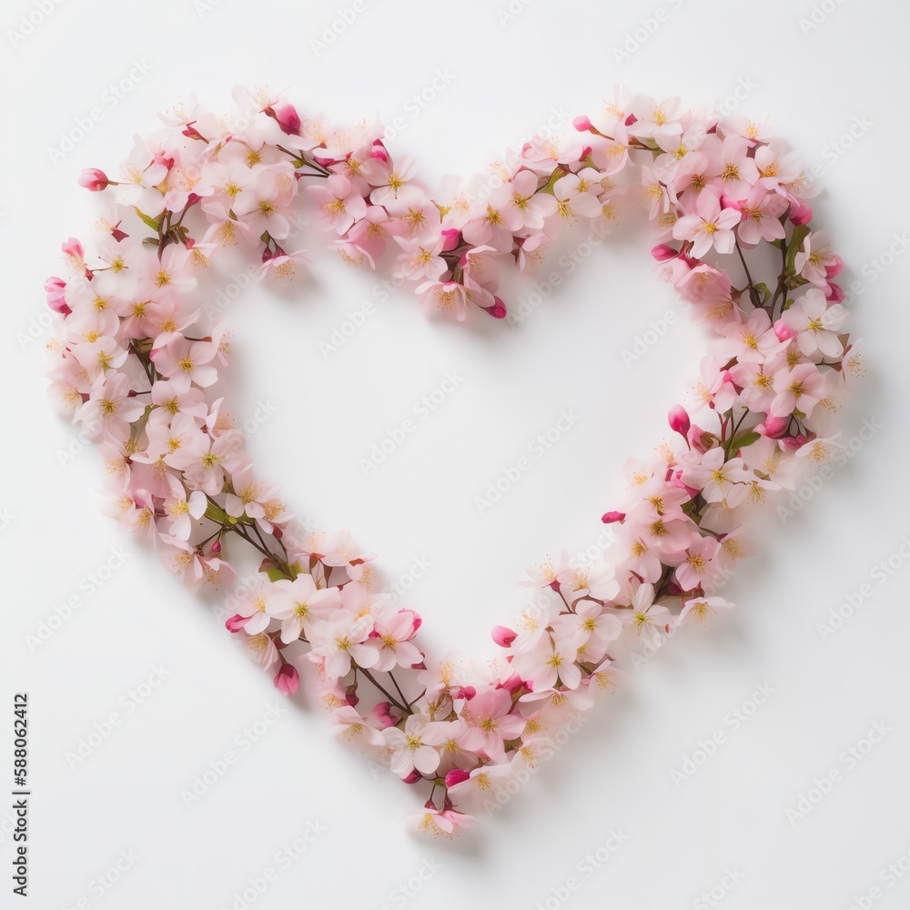 Beautiful Cherry Blossom Heart,  Generative AI


