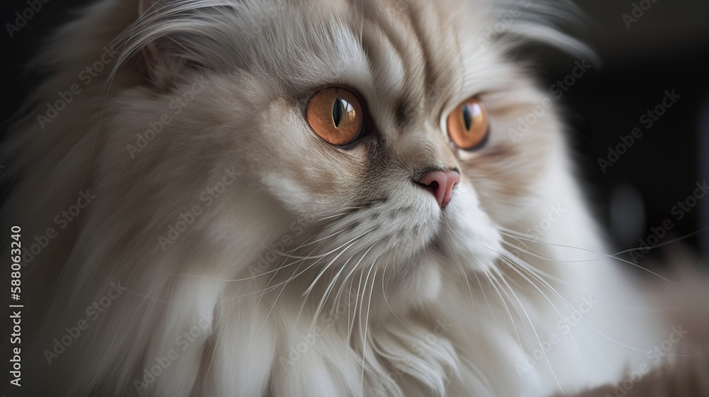 Long haired beautiful and majestic cat, generative AI