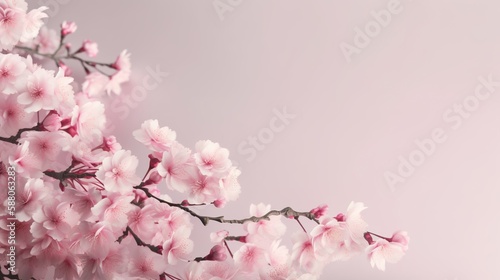 sakura background with empty copyspace, generative AI © nikolettamuhari