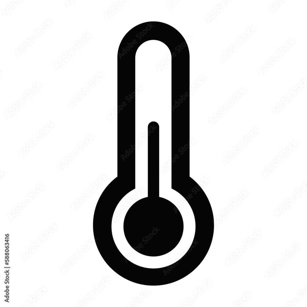 Simple black color thermometer symbol on white background Simple black color thermometer symbol on white background