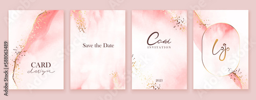 Elegant marble, stone texture set. Watercolor, ink vector background collection with white, pink, blush for cover, invitation template, wedding card, menu design.