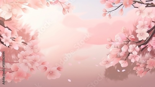 sakura background with empty copy space, generative AI