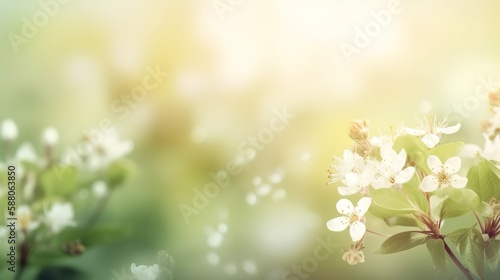 spring themed background illustration with empty copy space, generative AI