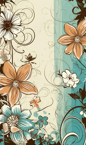 Floral frame  perfect for card background. Generative AI