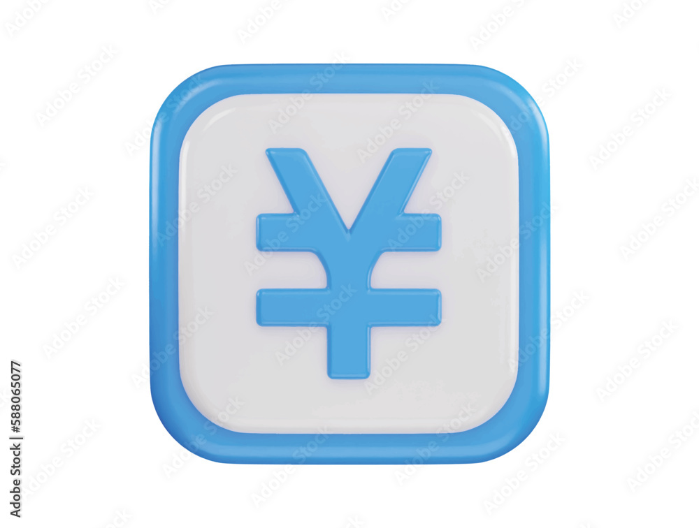 yen currency icon 3d rendering vector illustration yen currency icon 3d rendering vector illustration