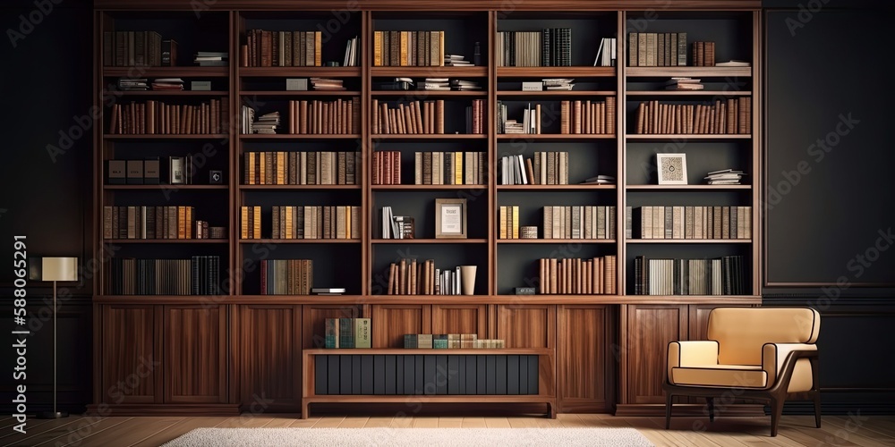Interior bookstore and decoration. Generative AI Interior bookstore and decoration. Generative AI