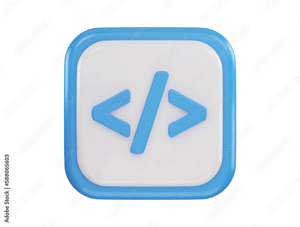 code programing icon 3d rendering vector illustration code programing icon 3d rendering vector illustration