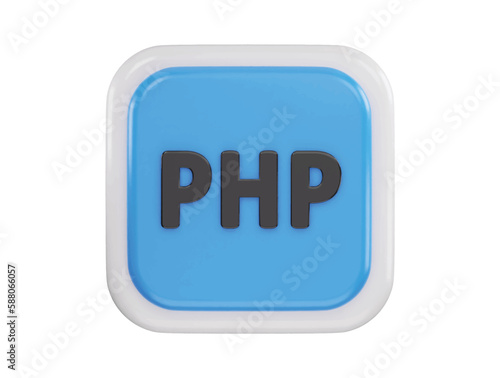 php programing icon 3d rendering vector illustration