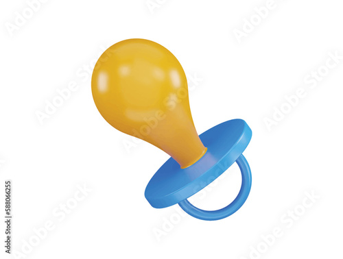 Baby pacifier icon 3d rendering vector illustration