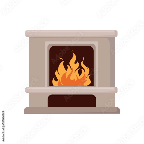 Vector illustrator of Home fireplace with fire.